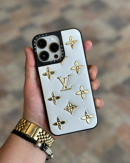 White Louis Vuitton iPhone 17 Pro Max Case - Monogram Coussin Chain BREATHE
