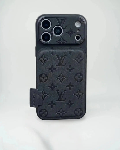Black Louis Vuitton iPhone 17 Pro Max Case - LV Monogram Shadow BREATHE