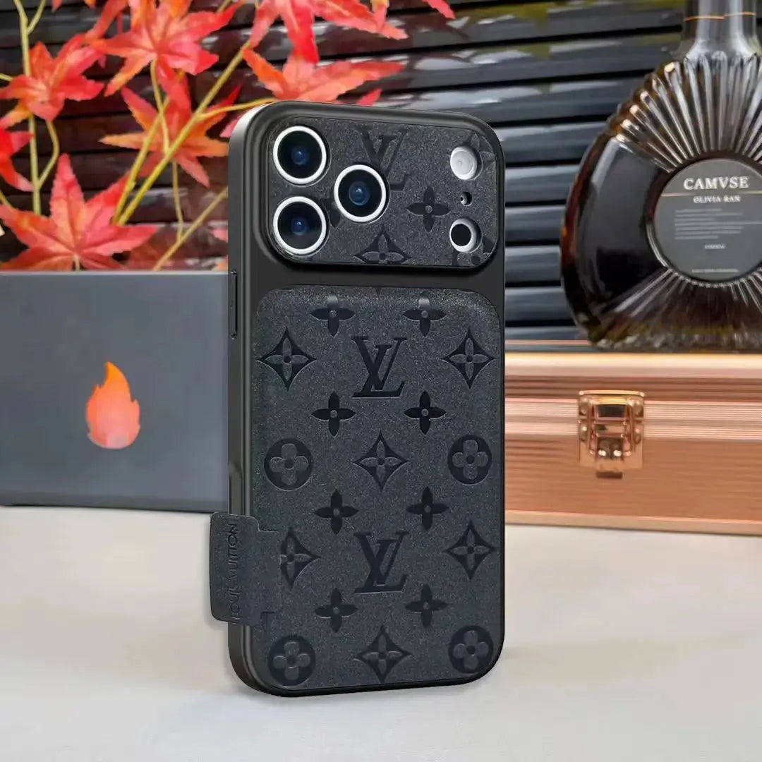 Black Louis Vuitton iPhone 17 Pro Max Case - LV Monogram Shadow BREATHE
