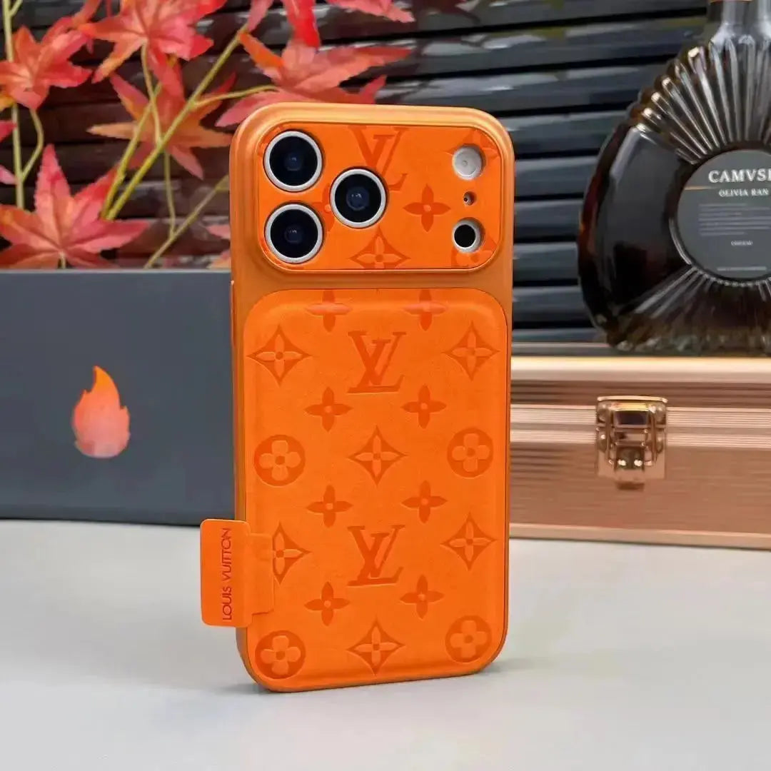 Orange Louis Vuitton iPhone 17 Pro Max Case - LV Classic Monogram BREATHE