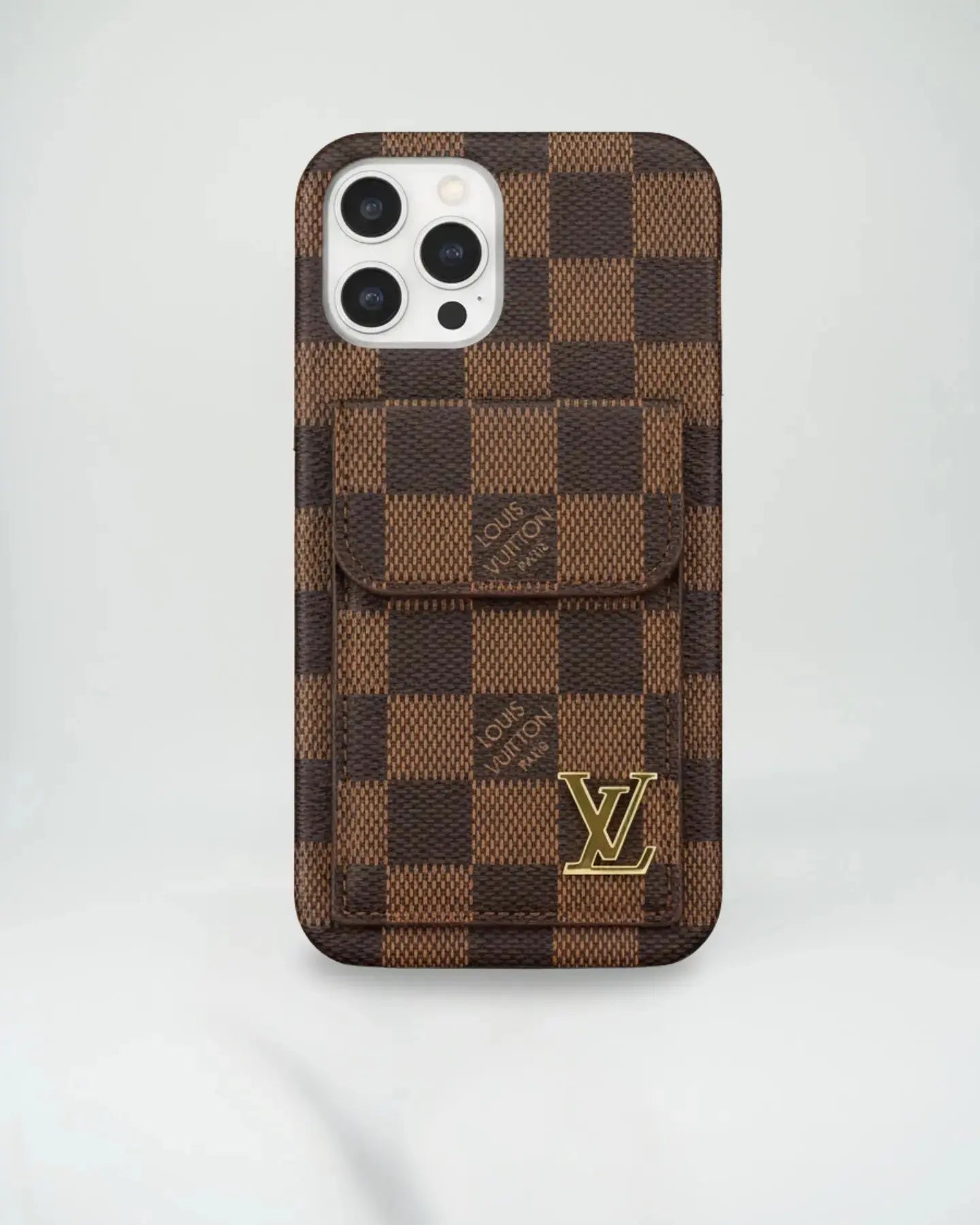 Dark Checkered Louis Vuitton iPhone 17 Pro Max Case CardHolder BREATHE