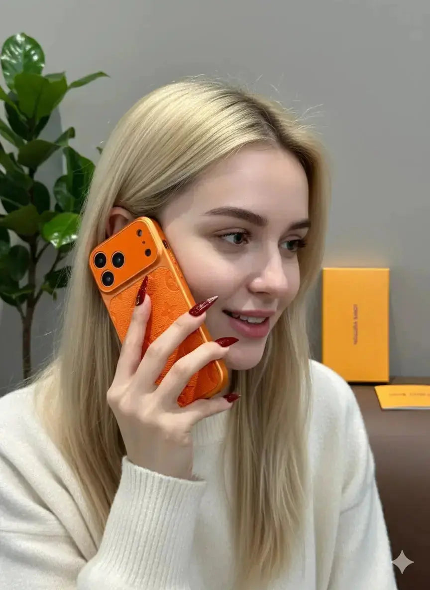 Orange Louis Vuitton iPhone 17 Pro Max Case – Luxury LV Monogram Case BREATHE