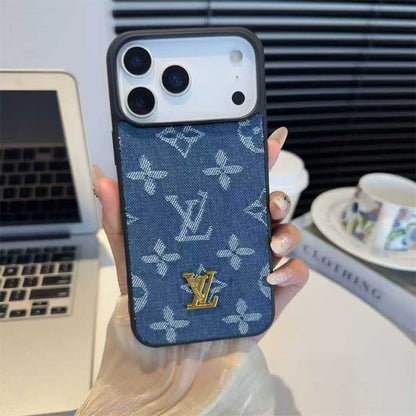 Louis Vuitton iPhone 17 Pro Max card holder case in blue