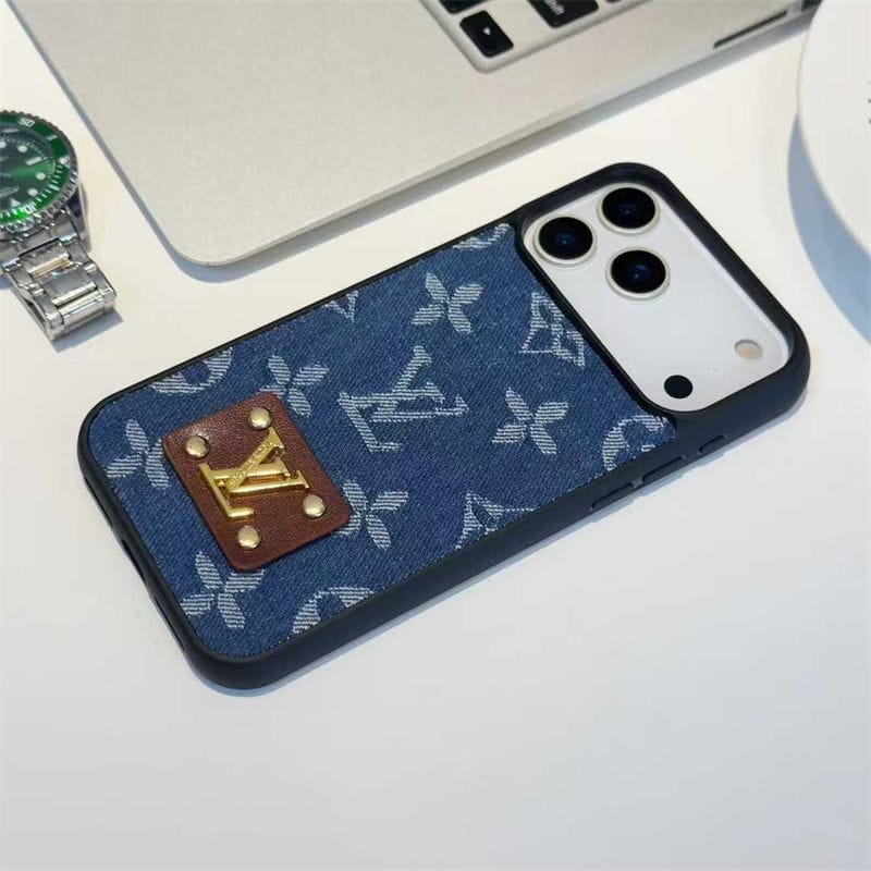 Louis Vuitton iPhone 17 Pro Max card holder case in blue