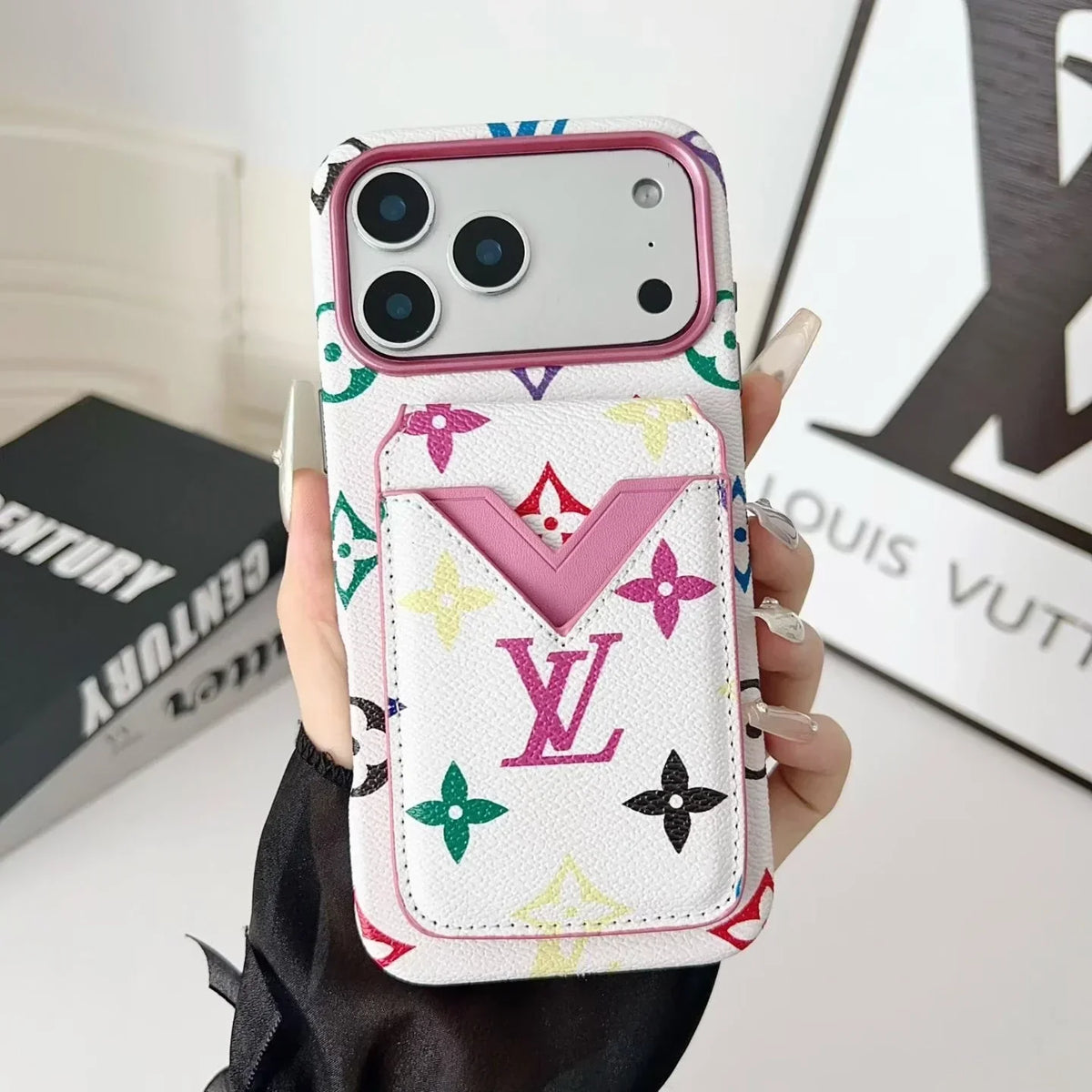 Louis Vuitton iPhone 18 Pro Max Case with Cardholder – Denim Blue Monogram Leather