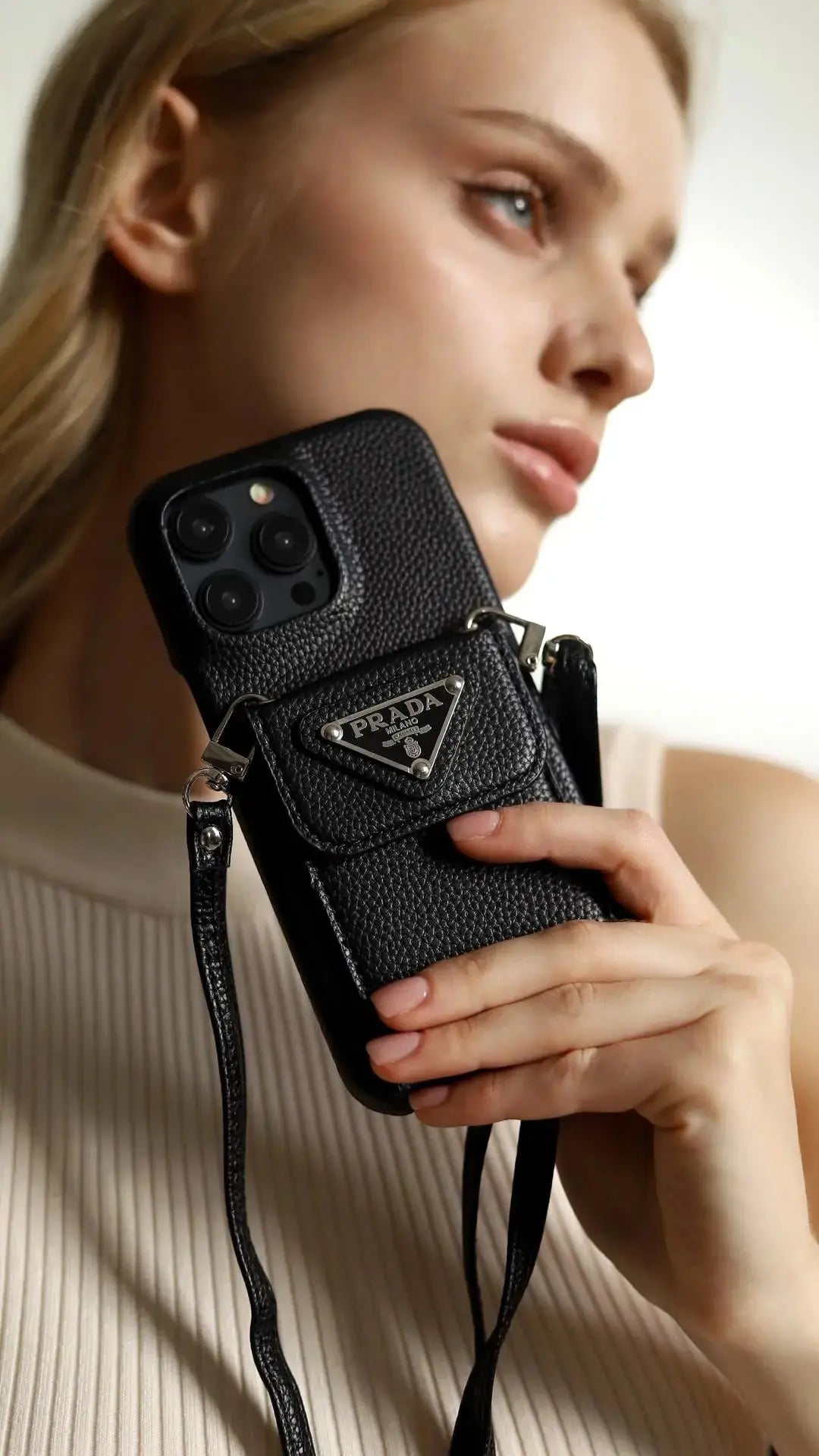 Le Noir Prada iPhone 17 Pro Max Case With Strap Crossbody BREATHE