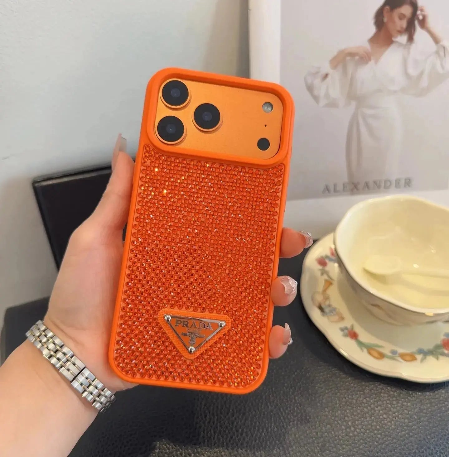 Crystal Orange Prada iPhone 17 Pro Max Case - BREATHE Crystal Orange Prada iPhone 17 Pro Max Case - BREATHE