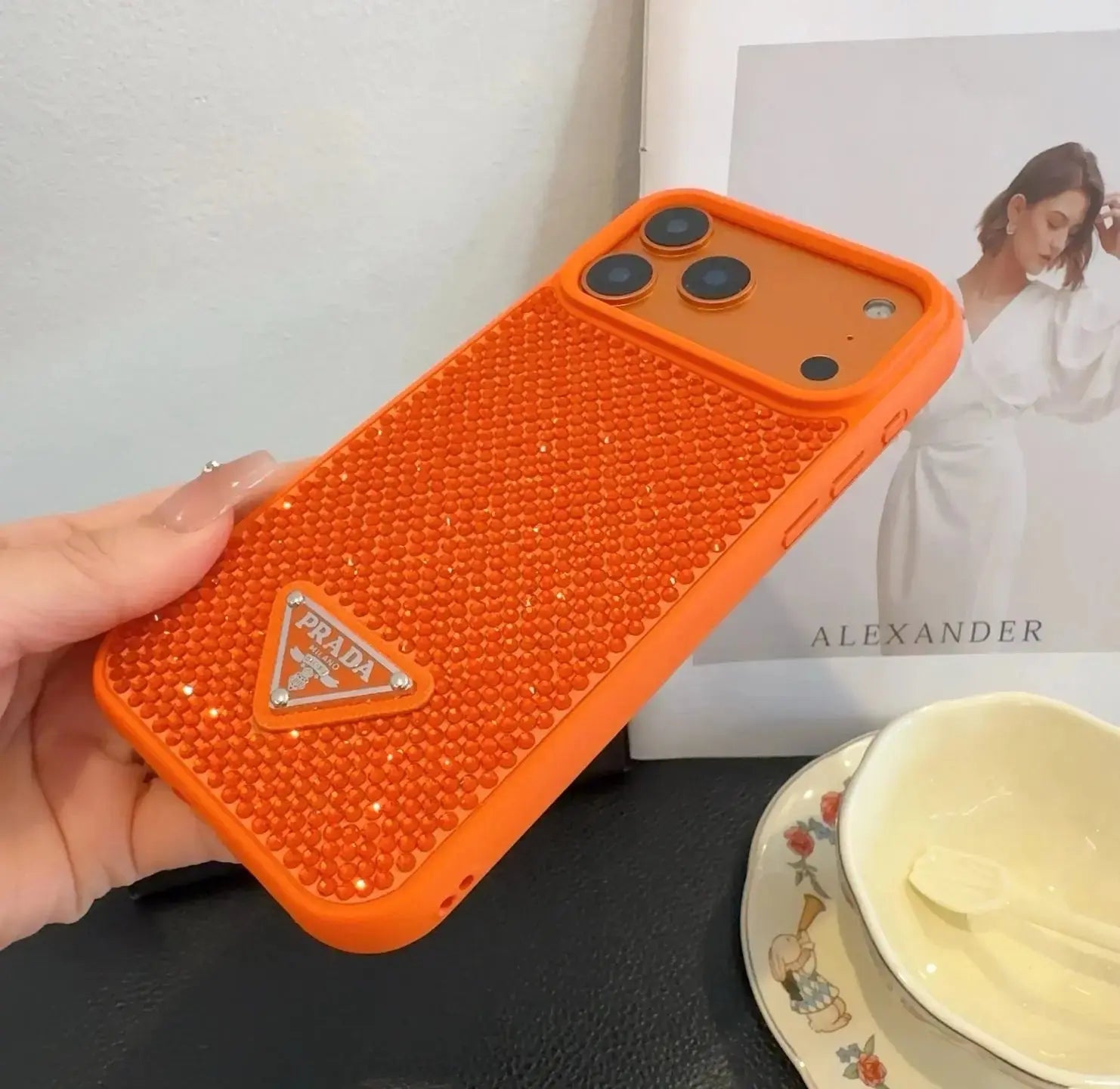 Crystal Orange Prada iPhone 17 Pro Max Case Crystal Orange Prada iPhone 17 Pro Max Case