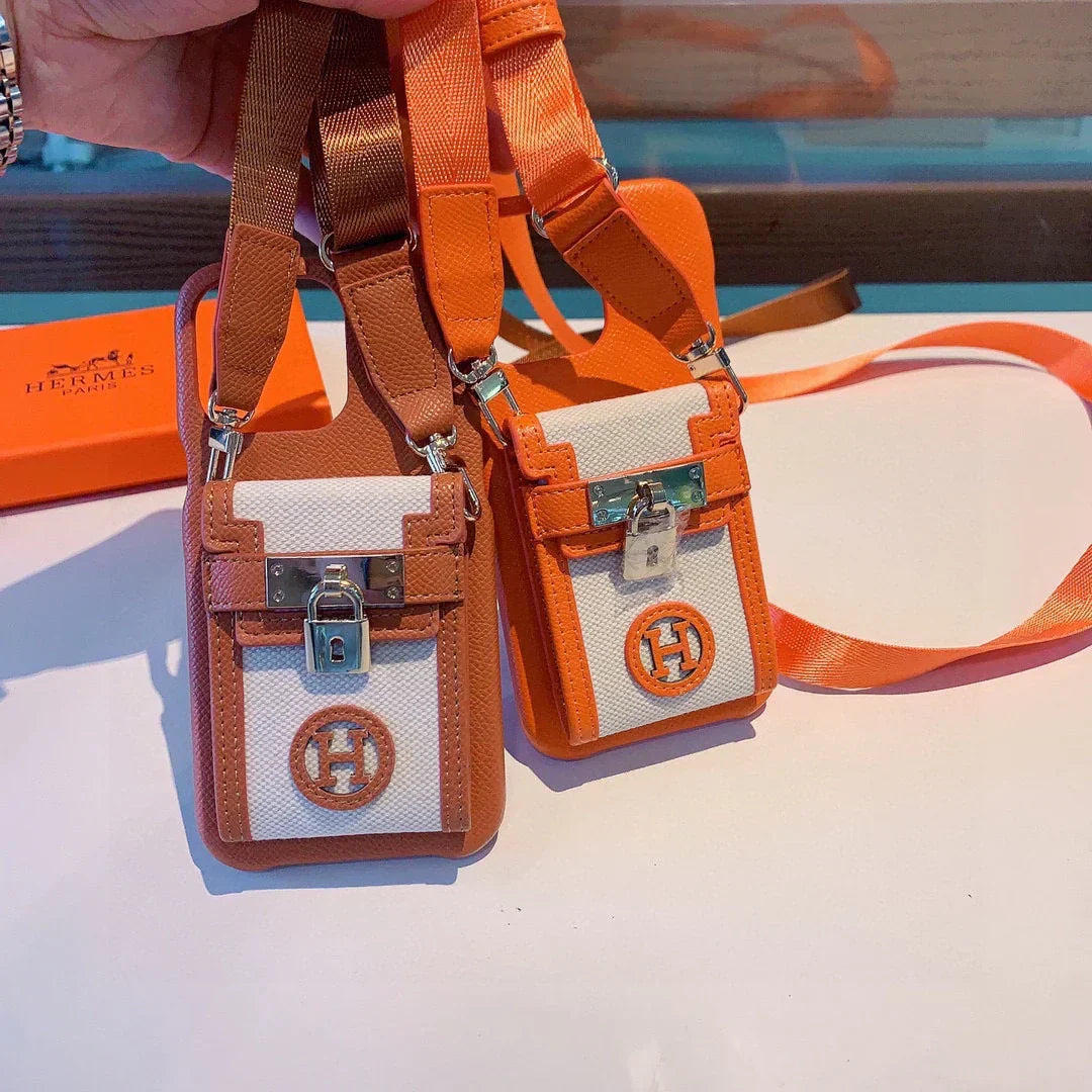 Premium Hermès leather iPhone case close-up