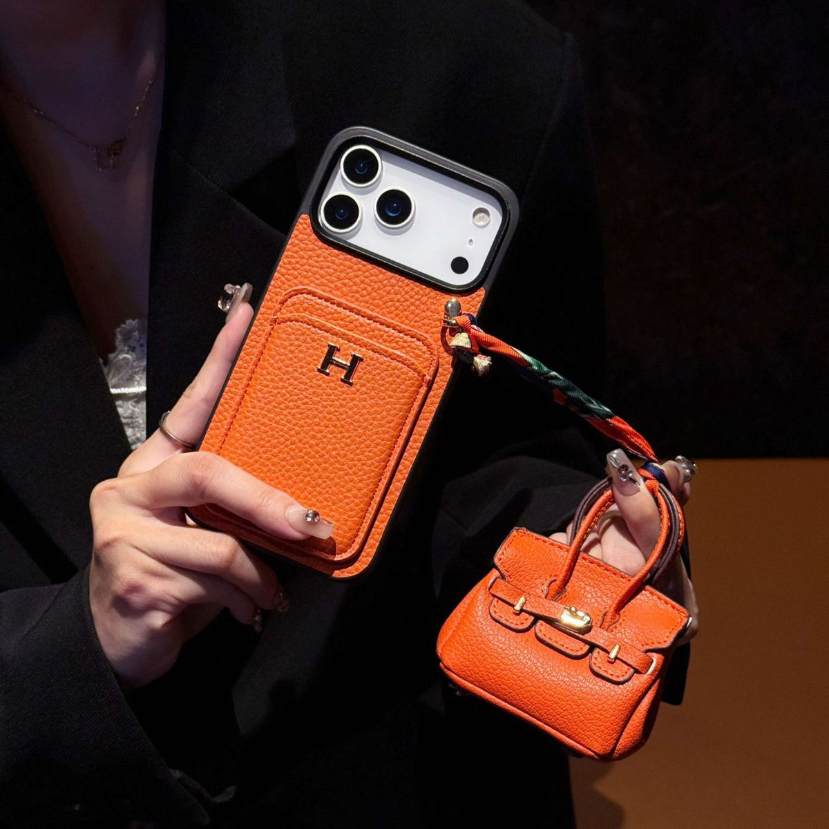 Hermes iPhone 18 Pro Case with AirPods Cover – Luxury Leather Designer Set