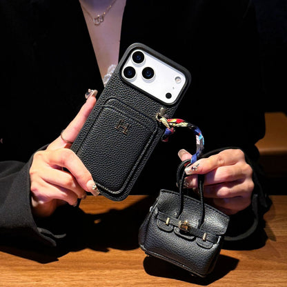 Hermes iPhone 18 Pro Case with AirPods Cover – Luxury Leather Designer Set Black