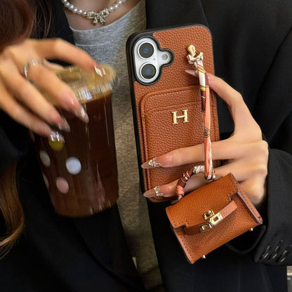 Hermes iPhone 18 Pro Case with AirPods Cover – Luxury Leather Designer Set Black
