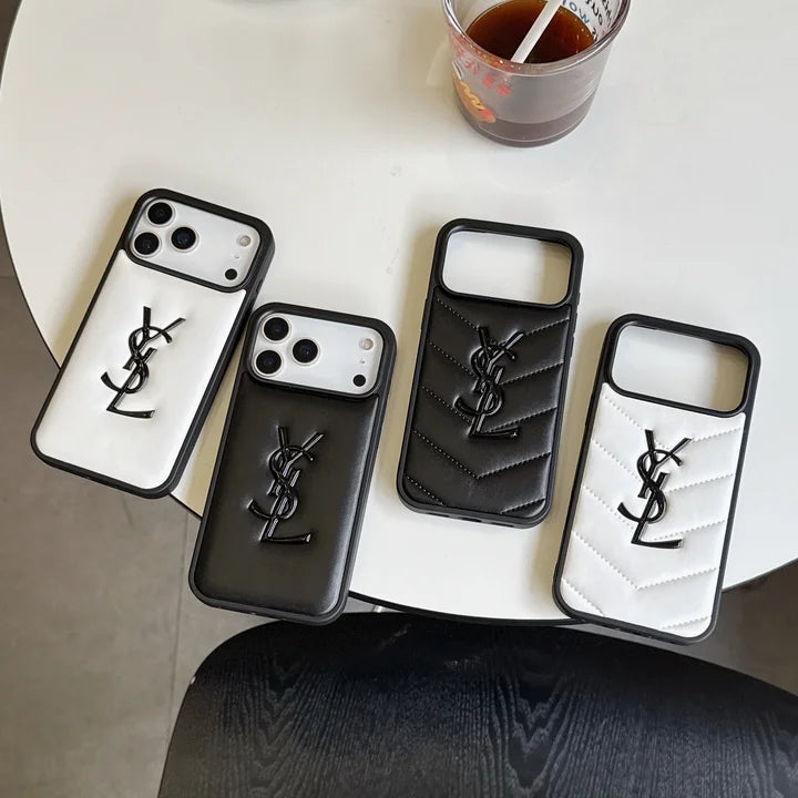 White YSL designer iPhone case for iPhone 17 Pro Max