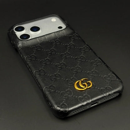 Luxury Gucci iPhone 18 Pro Max Case | GG Monogram Leather White Brown