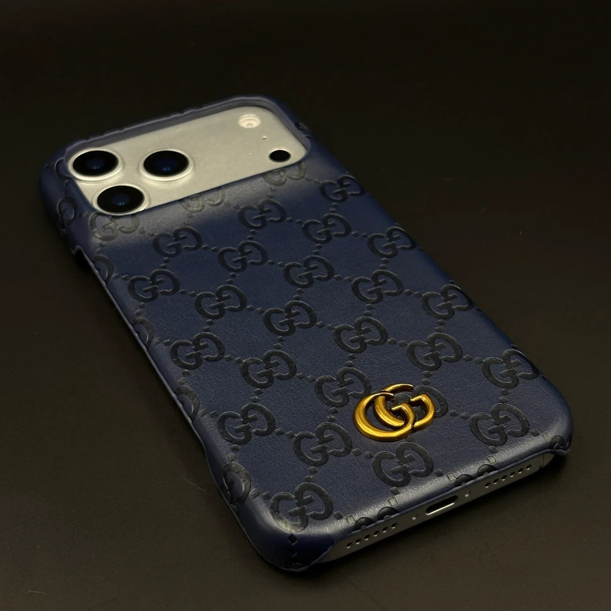Luxury Gucci iPhone 18 Pro Max Case | GG Monogram Leather White Brown