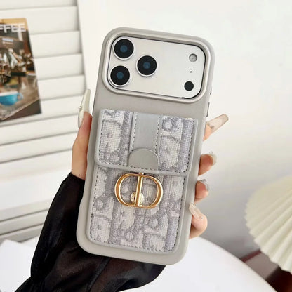 Dior iPhone 18 Pro Max Case with Wallet & 3 Straps – Black Luxury Crossbody Dior Phone Case