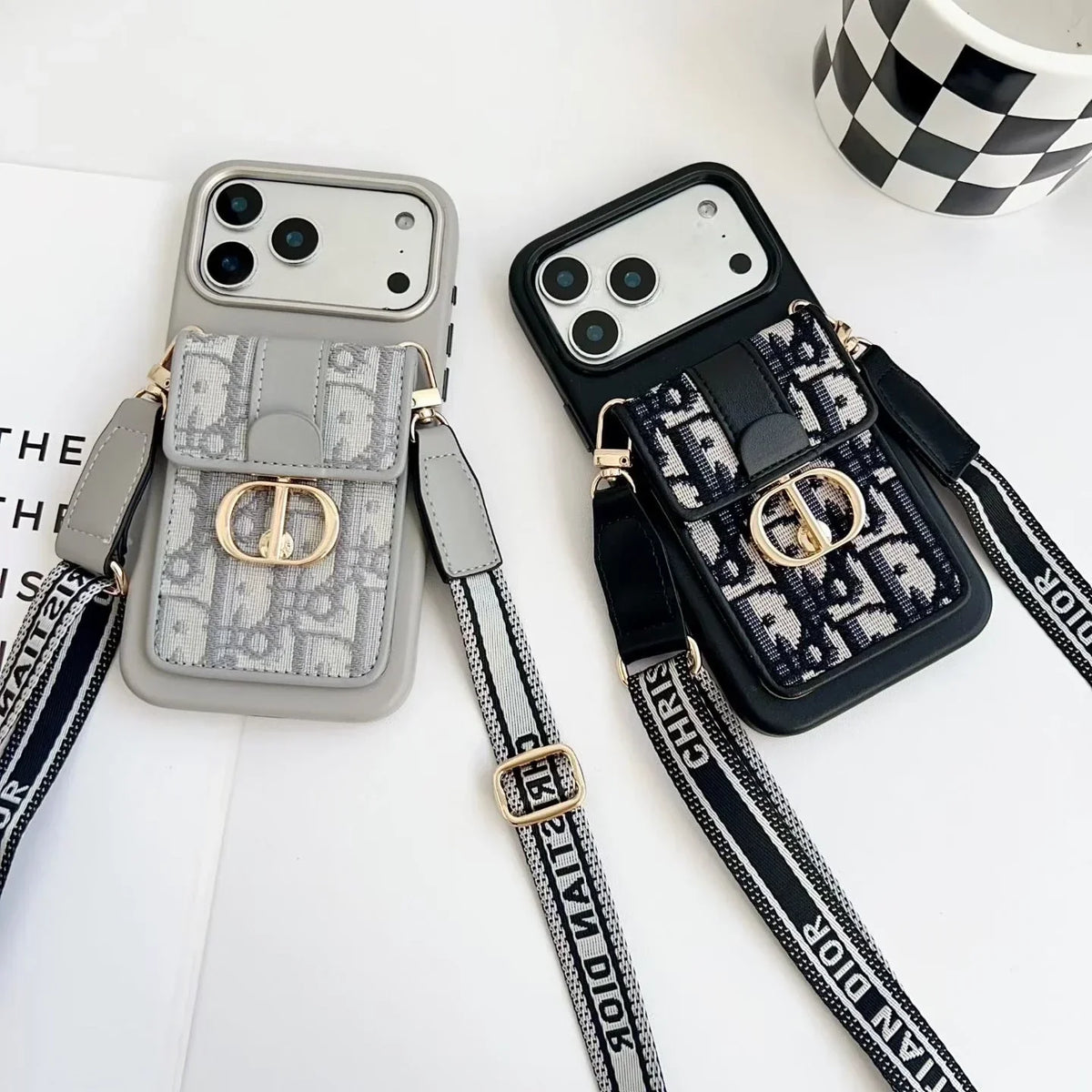 Dior iPhone 18 Pro Case with Wallet & 3 Straps – Luxury Crossbody Dior Phone Case