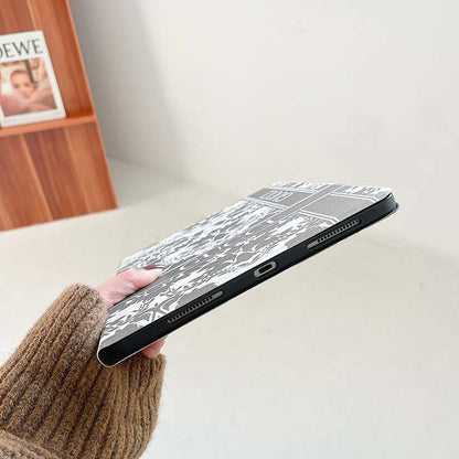 Grey Gucci iPad case with floral pattern luxury tablet cover