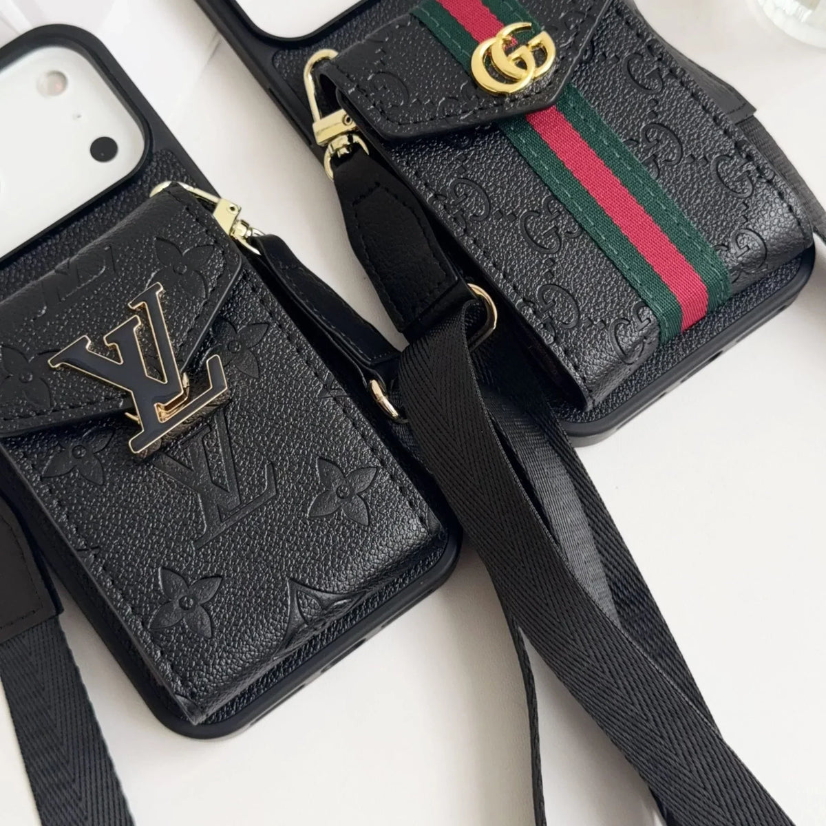 Gucci iPhone 18 Pro Max Case with Card Holder & Strap – GG Leather Wallet
