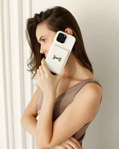 Le Blanc Hermès iPhone 17 Pro Max Case with Cardholder BREATHE