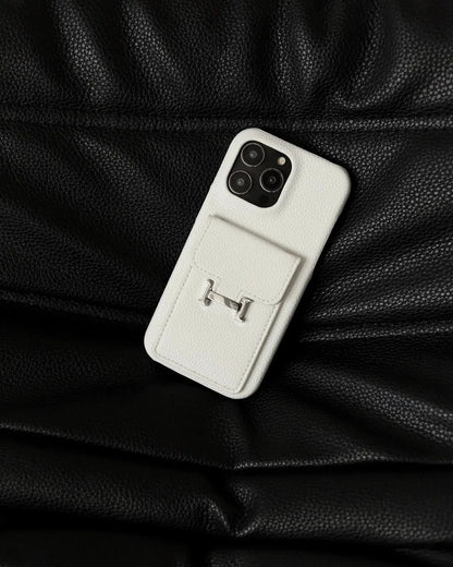 Le Blanc Hermès iPhone 17 Pro Max Case with Cardholder BREATHE