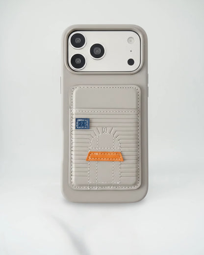 Silver Hermes iPhone 17 Pro Max case with cardholder
