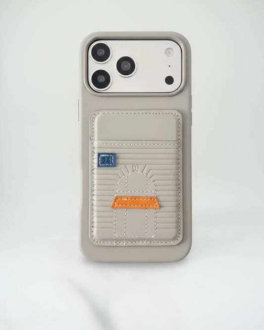 Silver Hermes iPhone 17 Pro Max case with cardholder