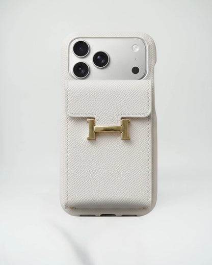 white Hermes iPhone 17 Pro Max Case With card holder