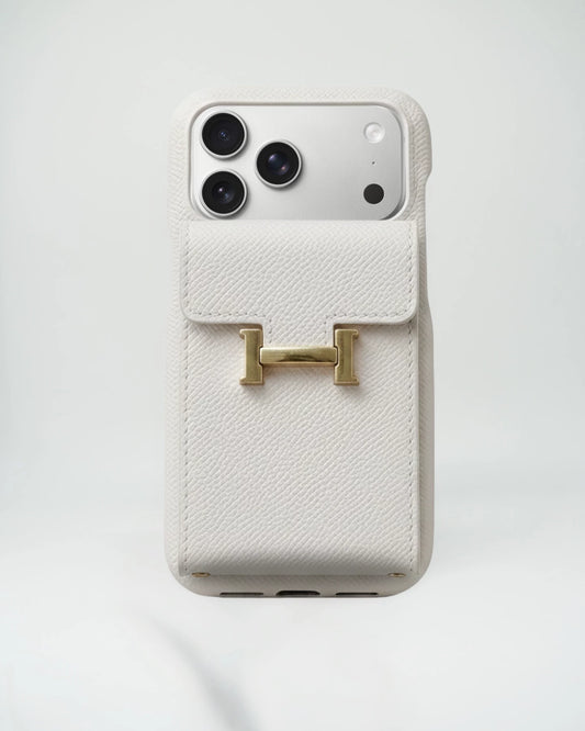 white Hermes iPhone 17 Pro Max Case With card holder