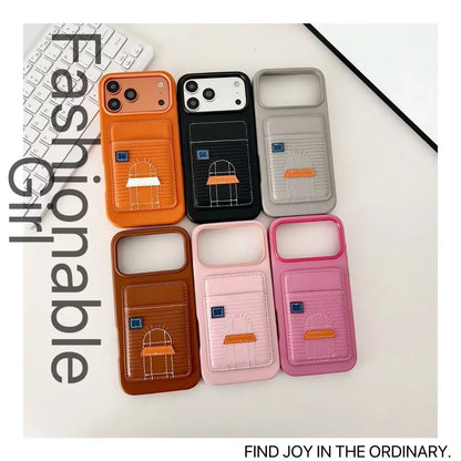Black Hermès iPhone 18 Pro Case with Card Slot – Luxury Leather Hermes Phone Case