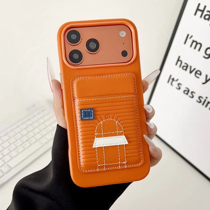 Orange Hermès iPhone 18 Pro Case with Card Slot – Luxury Leather Hermes Phone Case