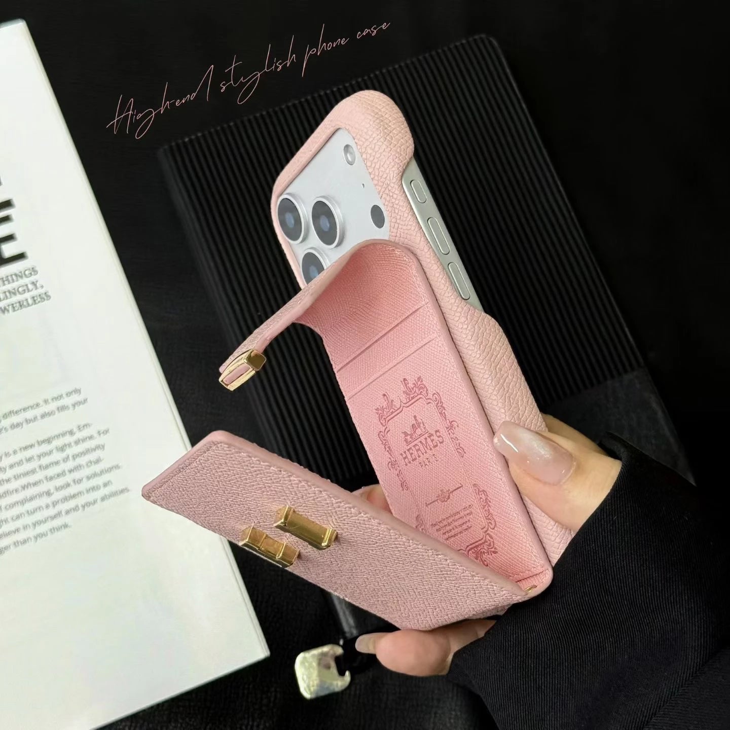 pink Hermes iPhone 17 Pro Max Case With card holder
