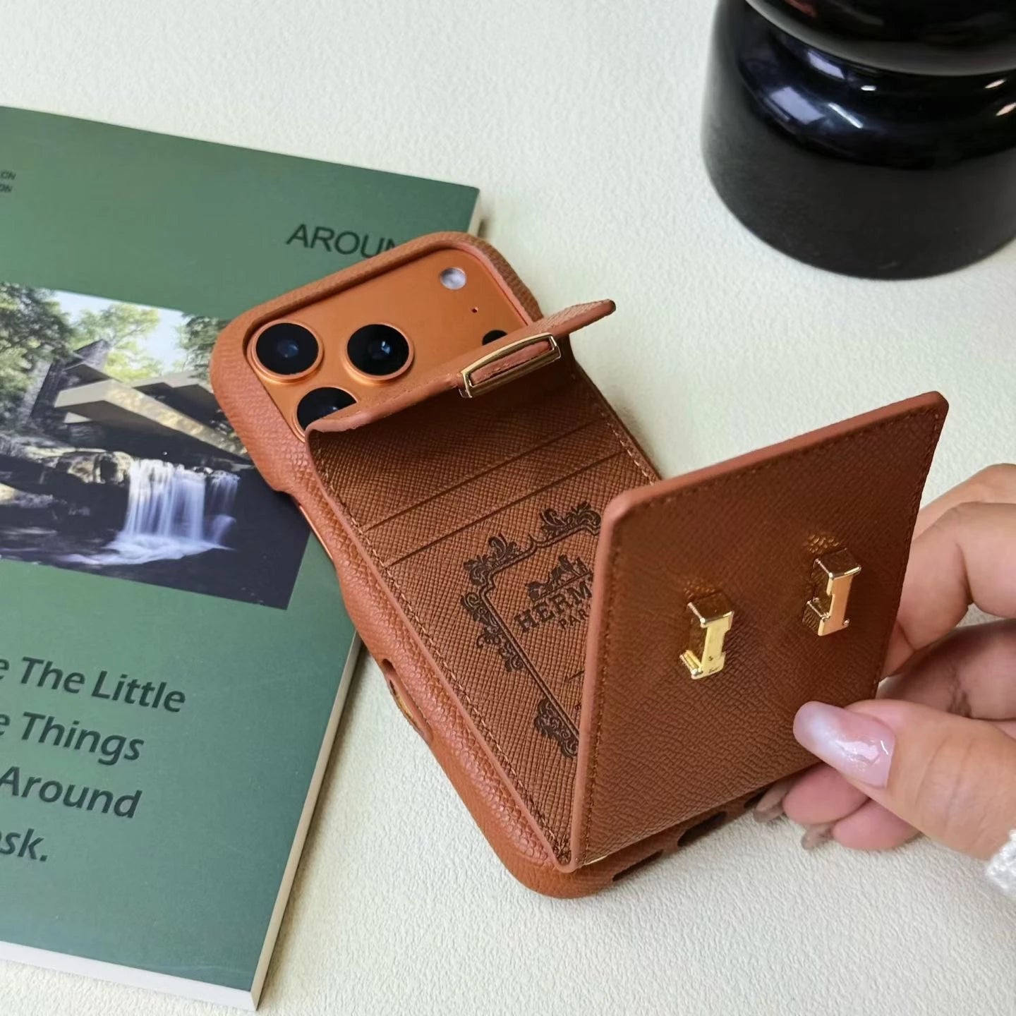 Brown Hermes iPhone 17 Pro Max Case With card holder