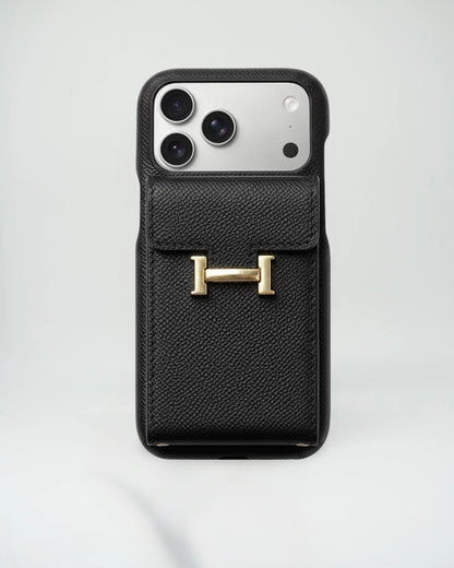 Black Hermes iPhone 17 Pro Max Case With card holder