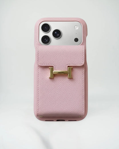 Pink Hermes iPhone 17 Pro Max Case With card holder