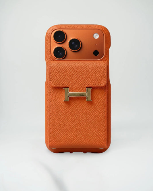 Orange Hermes iPhone 17 Pro Max Case With card holder
