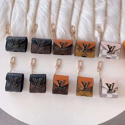 LV AirPods case with chain luxury crossbody style