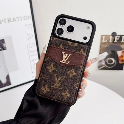Louis Vuitton iPhone 18 Pro Case with Card Holder – Classic Monogram Leather