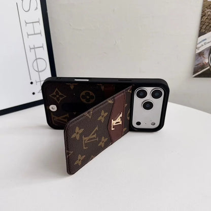 Louis Vuitton iPhone 18 Pro Max Case with Card Holder – Pink Classic Monogram Leather