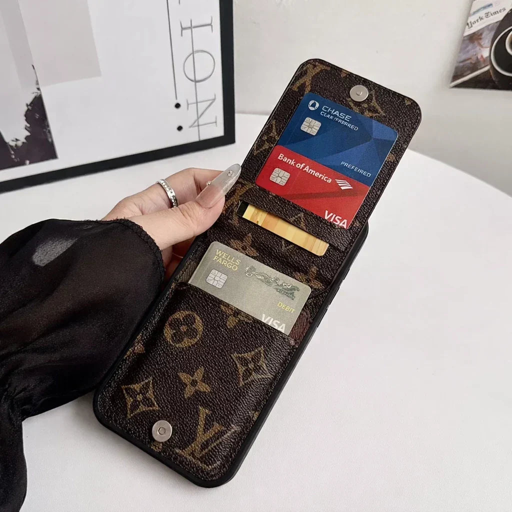 Louis Vuitton iPhone 18 Pro Max Case with Card Holder – Pink Classic Monogram Leather