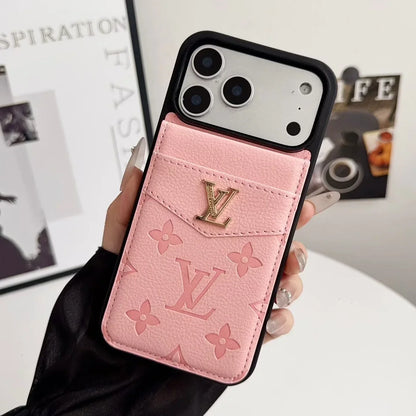 Louis Vuitton iPhone 18 Pro Max Case with Card Holder – Dark gray Classic Monogram Leather