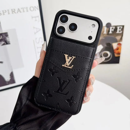 Louis Vuitton iPhone 18 Pro Max Case with Card Holder – Pink Classic Monogram Leather