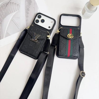 Gucci iPhone 18 Pro Case with Card Holder & Strap – GG Leather Wallet