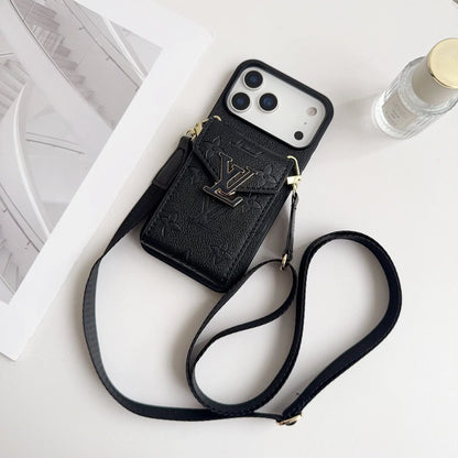 Gucci iPhone 18 Pro Max Case with Card Holder & Strap – GG Leather Wallet