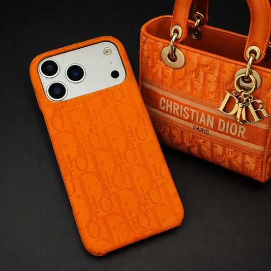 Oblique Dior iPhone 18 Pro Max Case – Orange Luxury Dior iPhone Case
