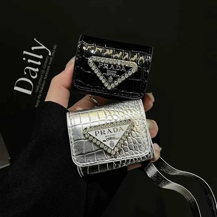 Luxury Prada AirPodsPro Case – Crystal Designer Leather Cover for AirPods Pro, AirPods 3 & AirPods 2