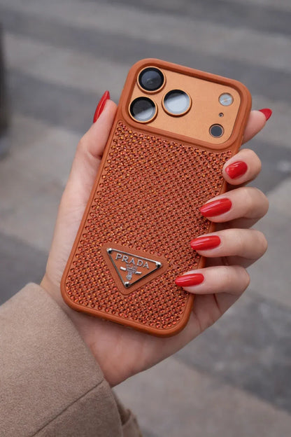 Crystal Gold iPhone 18 Pro Max Case – Quilted Luxury Rhinestone Designer-Style Cover