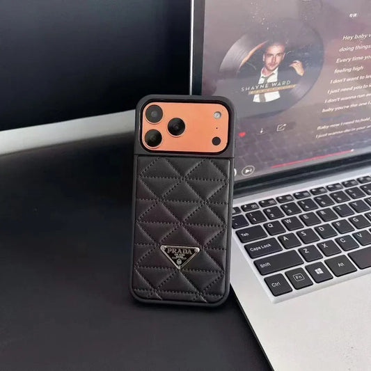 Prada iPhone 18 Pro Max / iPhone 17 Pro Case – Luxury Designer Leather Case Black