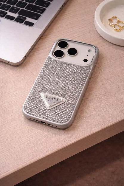 Crystal Gold iPhone 18 Pro Max Case – Quilted Luxury Rhinestone Designer-Style Cover