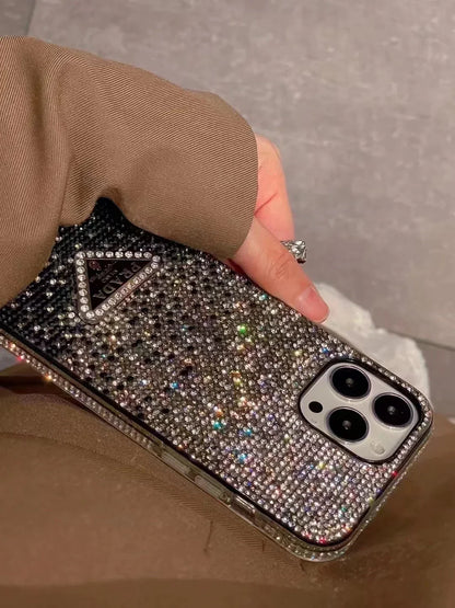 Crystal Prada iPhone 18 Pro Max Case – Luxury Rhinestone Prada Phone Case Blue